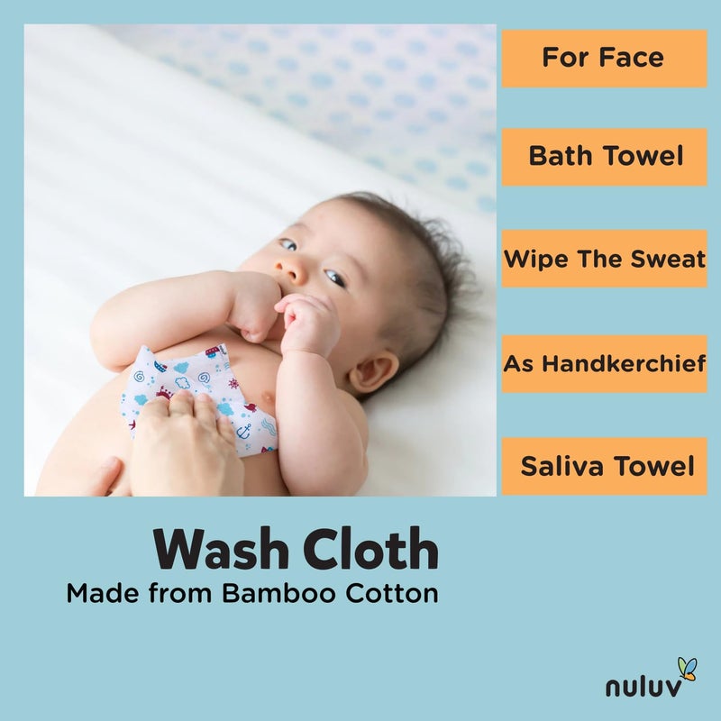 Nuluv Anchor Baby Wash Cloths - Ultra-Soft Bamboo Cotton, Multi-Purpose, Quick-Drying, Pack of 6 - Image 5